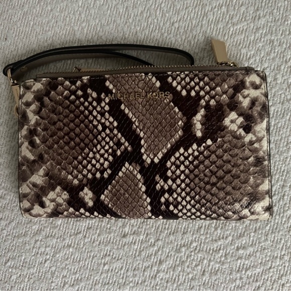 Michael Kors Brown Snake Print Wristlet Wallet - Picture 1 of 2